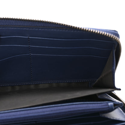 Gucci Calfskin Matelasse GucciGhost GG Marmont Zip Around Wallet Blue Agata Hibiscus Red 9 of 16
