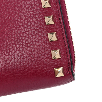 Valentino Garavani Pebbled Calfskin Rockstud Zip Around Wallet Raspberry 12 of 14
