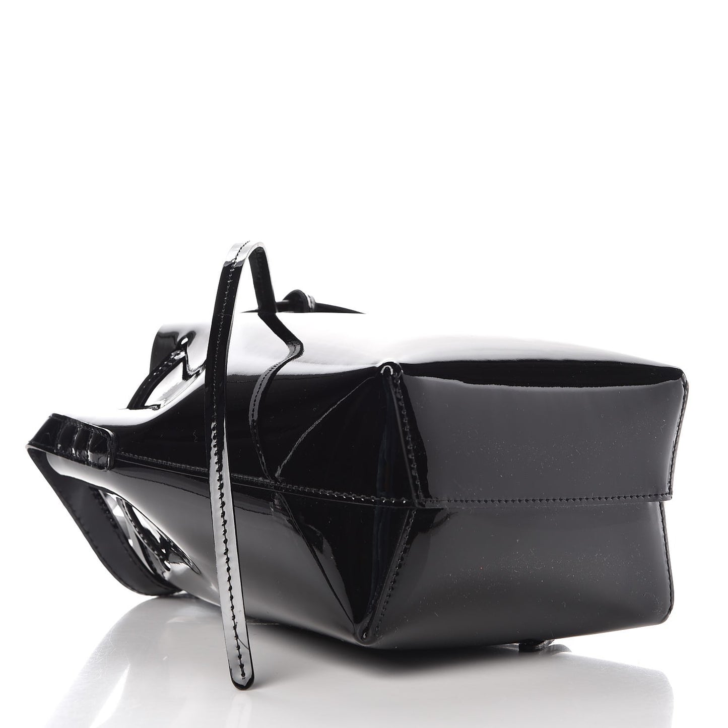 Patent Calfskin Mini Mini Bucket Bag Black