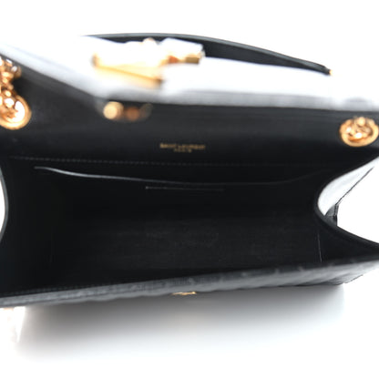 Saint Laurent Grain De Poudre Textured Mixed Matelasse Triquilt Medium Monogram Satchel Black 5 of 10