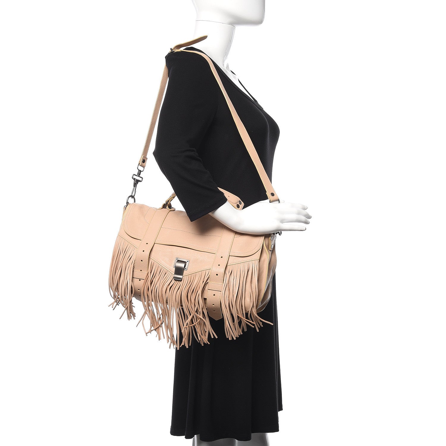 Proenza Schouler Lambskin Fringe Medium PS1 Satchel Nude 2 of 14