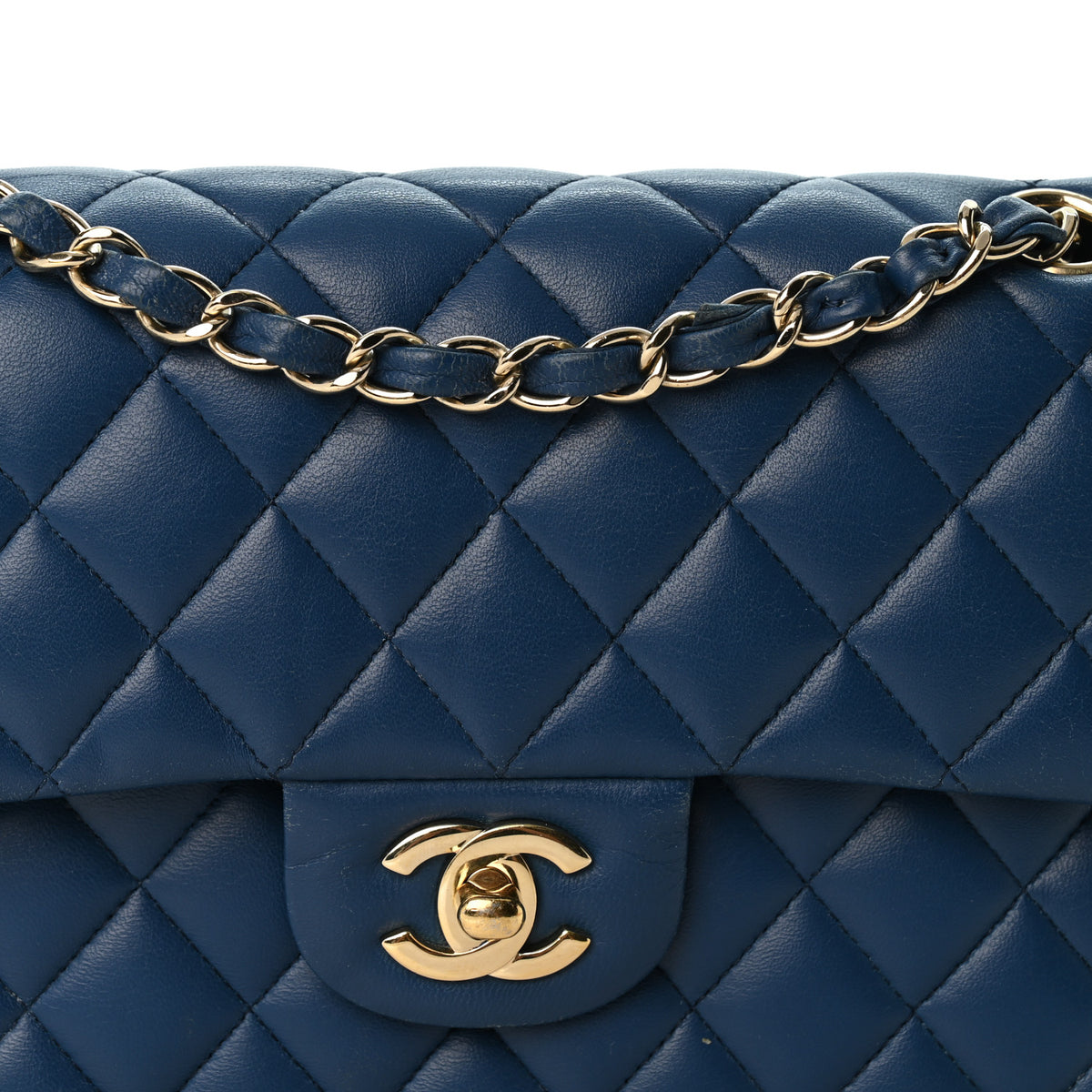 Chanel Lambskin Quilted Small Double Flap Blue 8 of 10