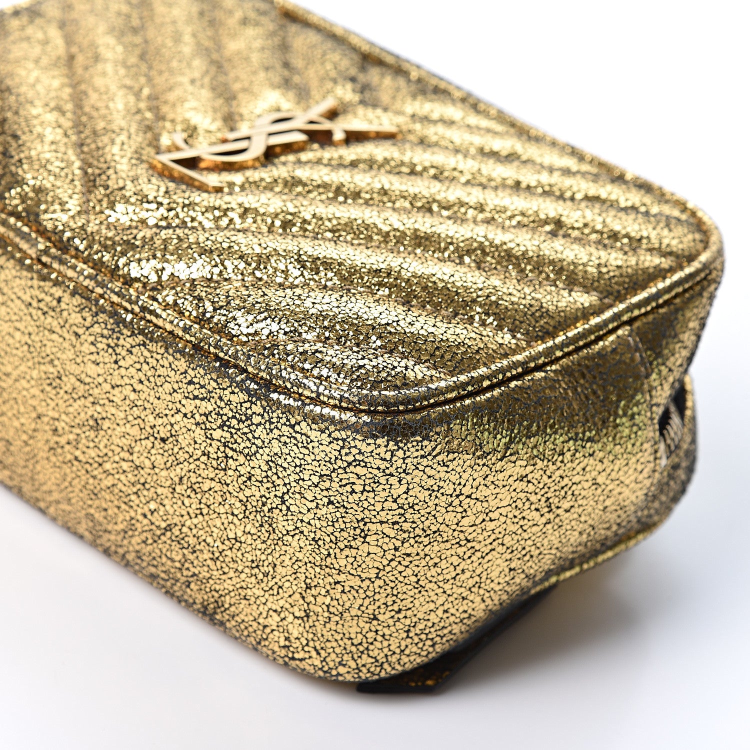 Saint Laurent Crinkled Metallic Calfskin Matelasse Monogram Lou Belt Bag Gold 9 of 9