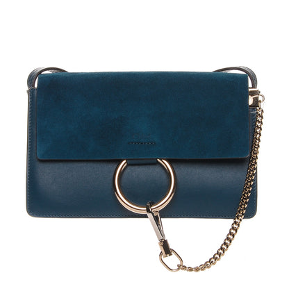 Chloe Suede Calfskin Small Faye Shoulder Bag Majolica Blue 1 of 6