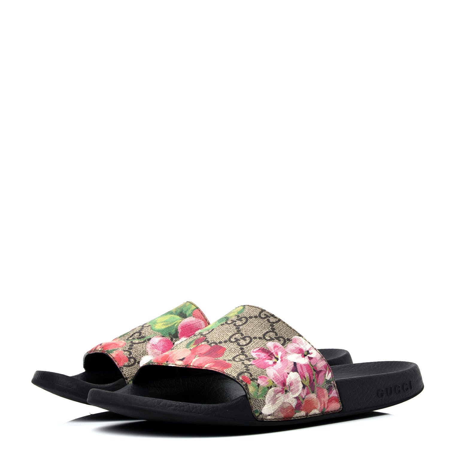 Gucci GG Supreme Monogram Blooms Slide Sandals 38 Beige Multicolor 4 of 10