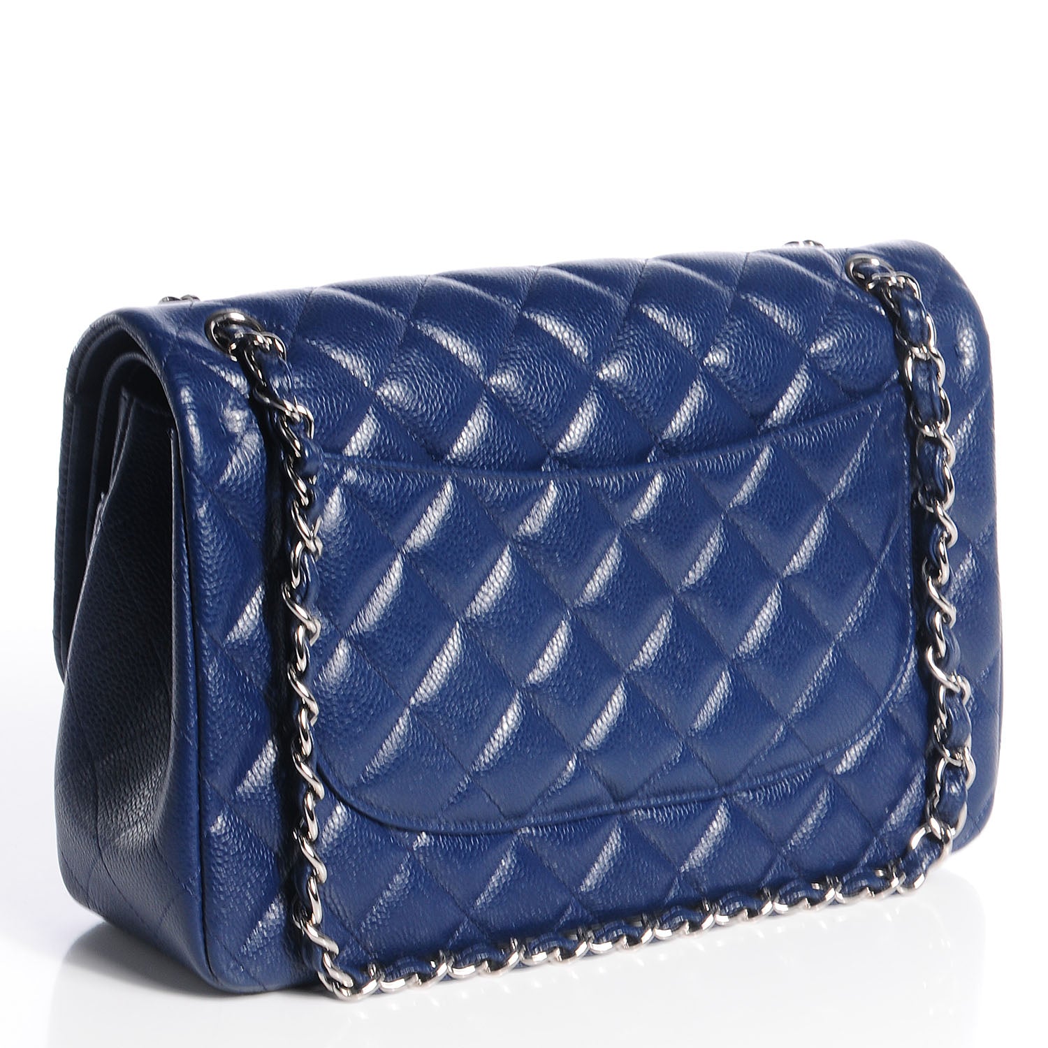 Chanel Caviar Quilted Jumbo Double Flap Navy Blue 3 of 10