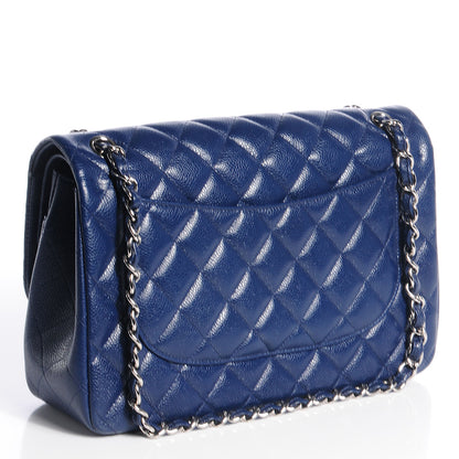 Chanel Caviar Quilted Jumbo Double Flap Navy Blue 3 of 10