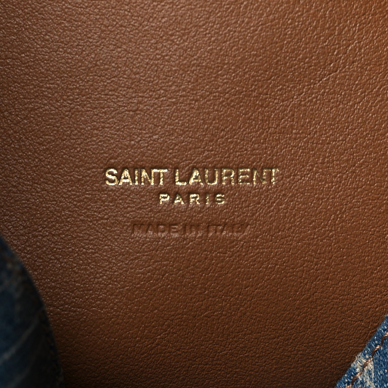 Saint Laurent Suede All-Over Monogram Bucket Bag Denim 6 of 10