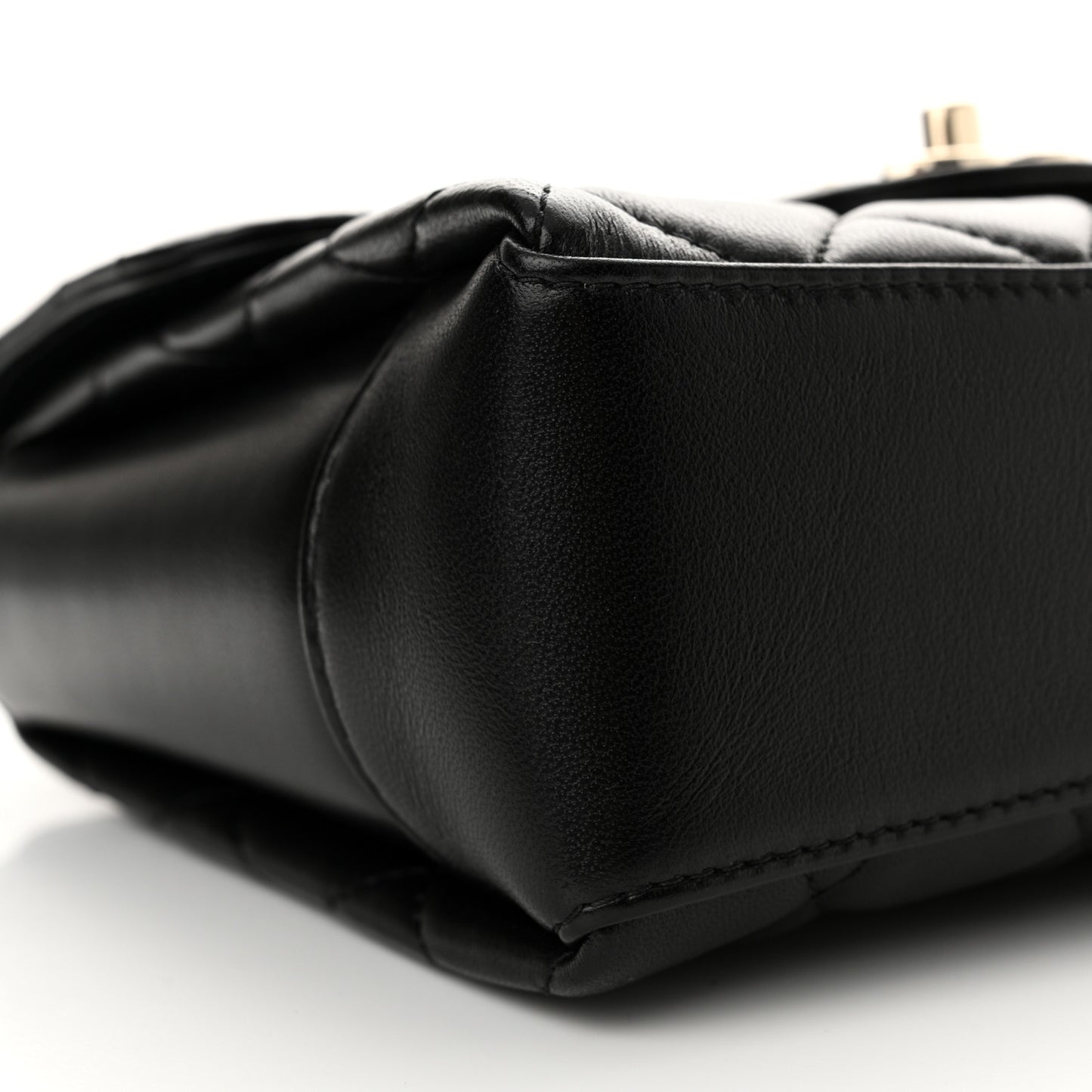 Lambskin Quilted Small Top Handle Square Flap Black