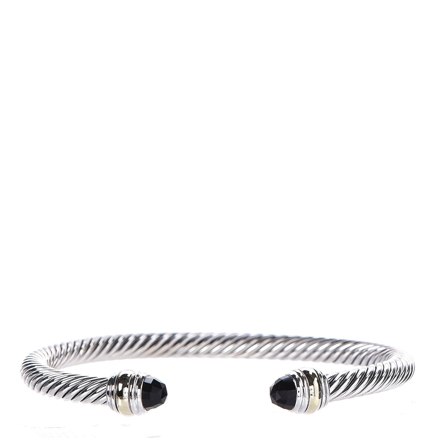 Sterling Silver 14K Yellow Gold Black Onyx 5mm Cable Classics Bracelet