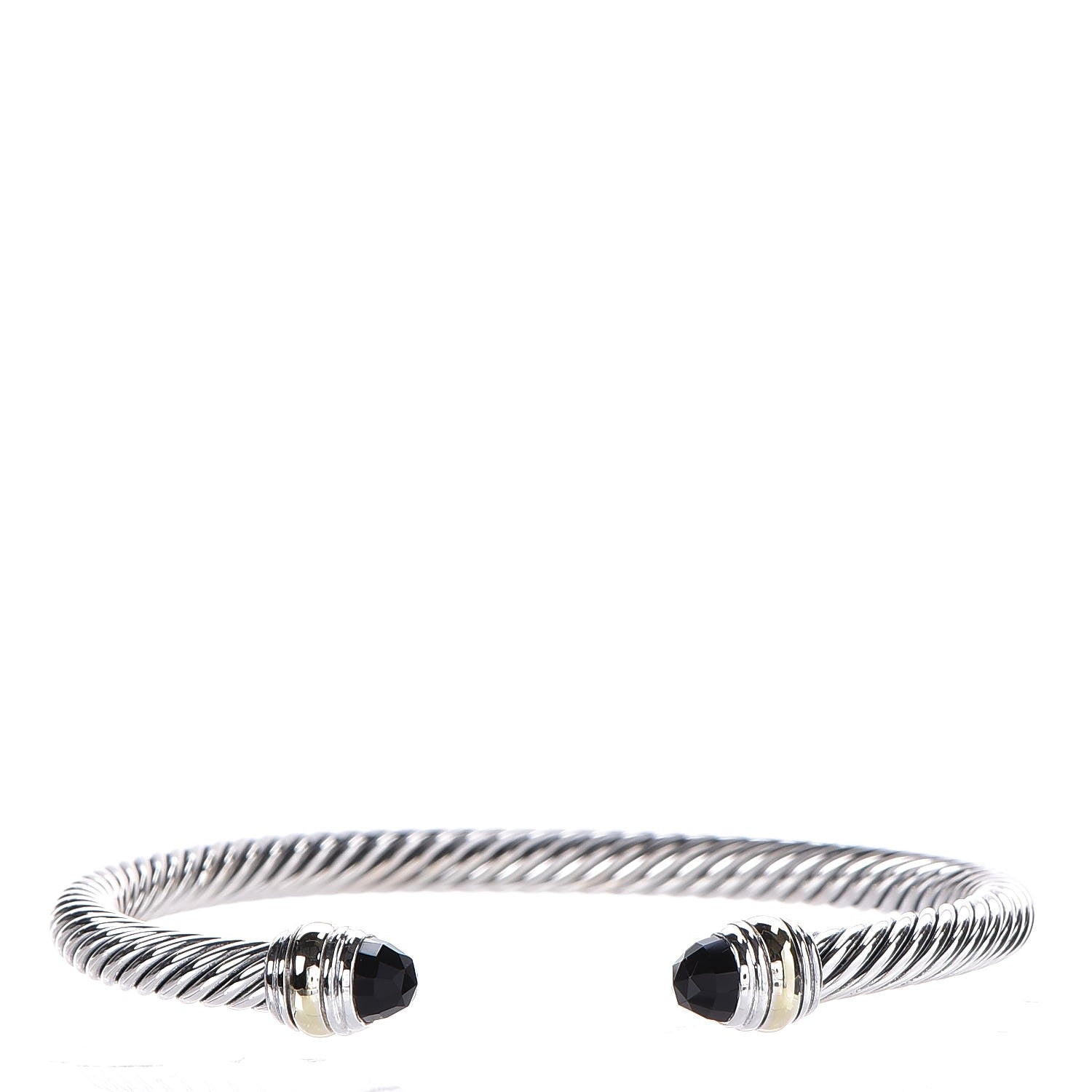 David Yurman Sterling Silver 14K Yellow Gold Black Onyx 5mm Cable Classics Bracelet 1 of 5