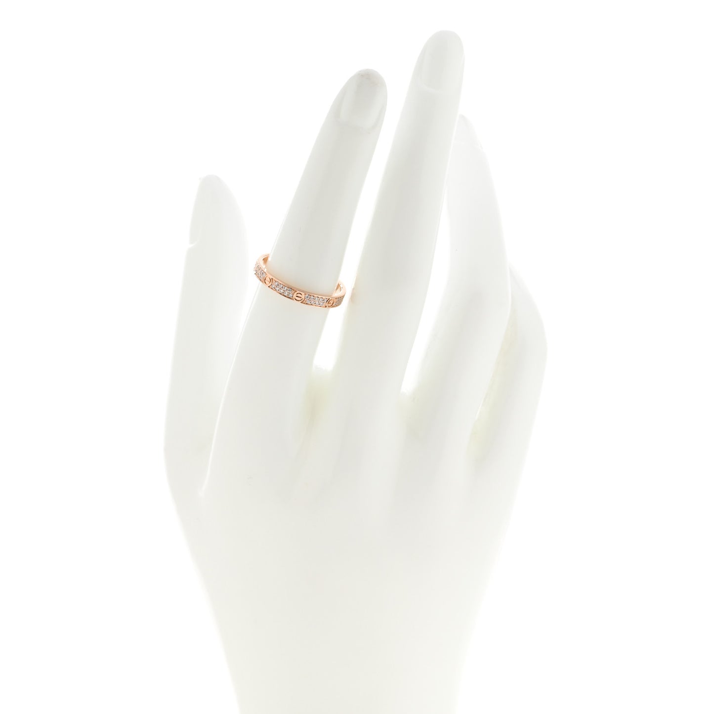18K Pink Gold Diamond 2.6mm LOVE Paved Band Ring 54 6.75