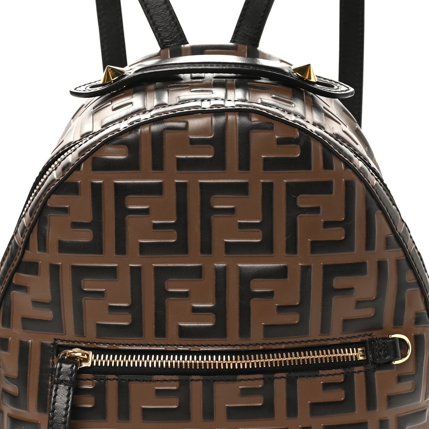 Fendi Vitello Bi-Color FF 1974 Embossed Mini Backpack Maya Black 8 of 11
