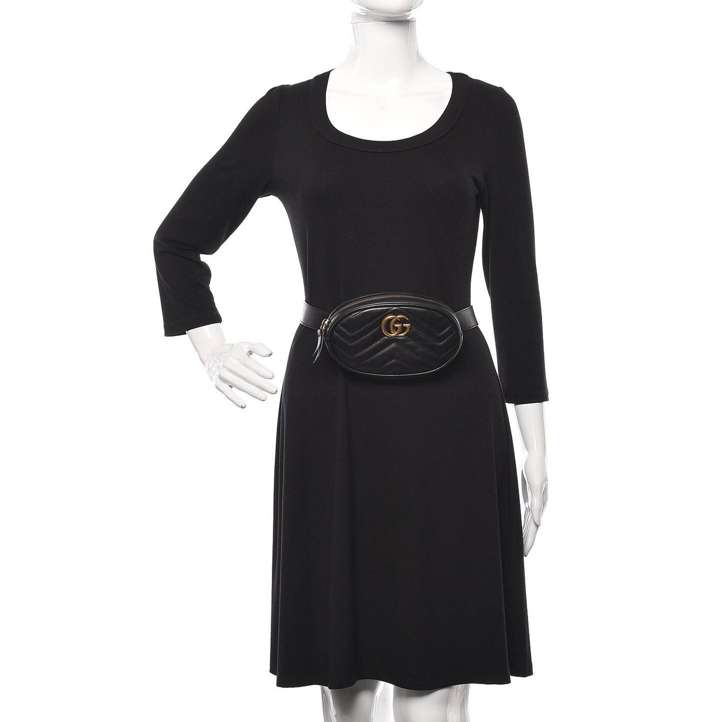 Calfskin Matelasse GG Marmont Belt Bag 85 34 Black
