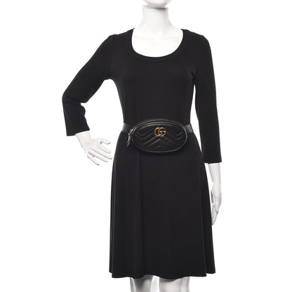 Gucci Calfskin Matelasse GG Marmont Belt Bag 85 34 Black 2 of 12