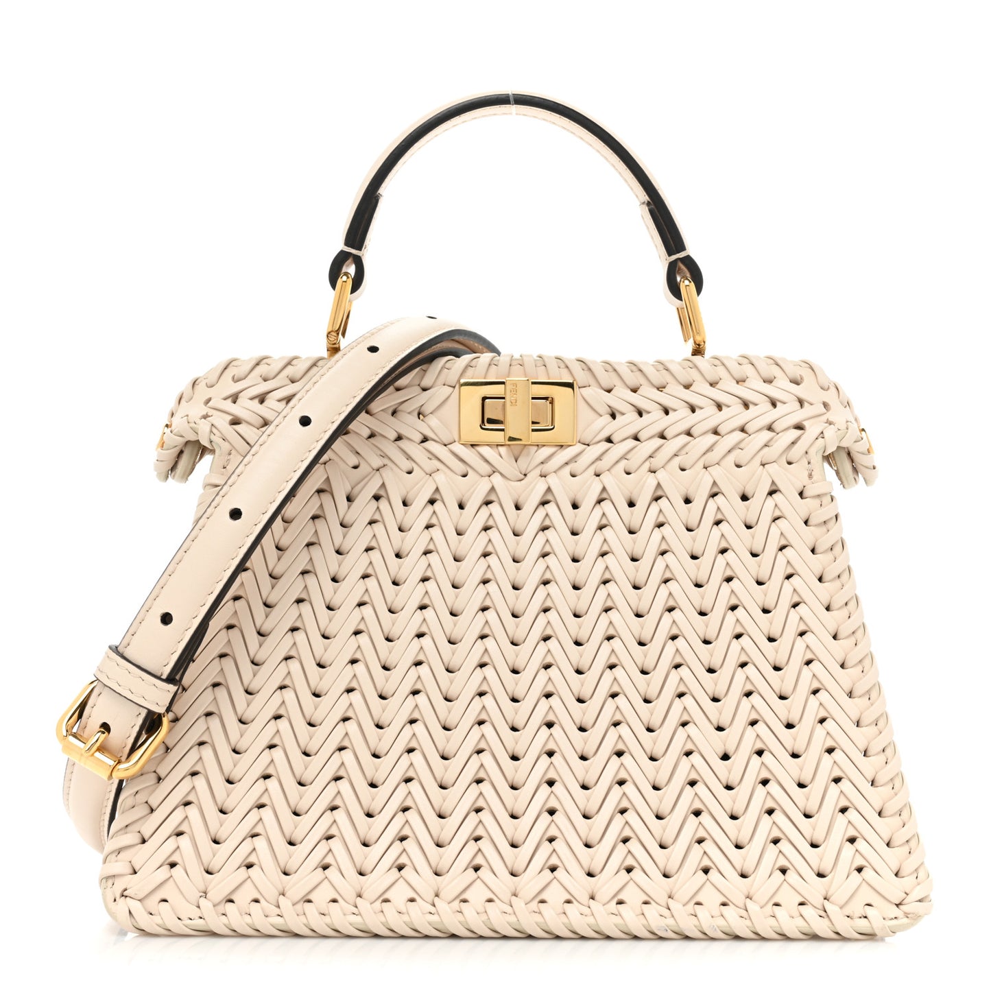 Vitello King Shiny Nappa Intreccio Petite Peekaboo I SEE U Satchel Camelia