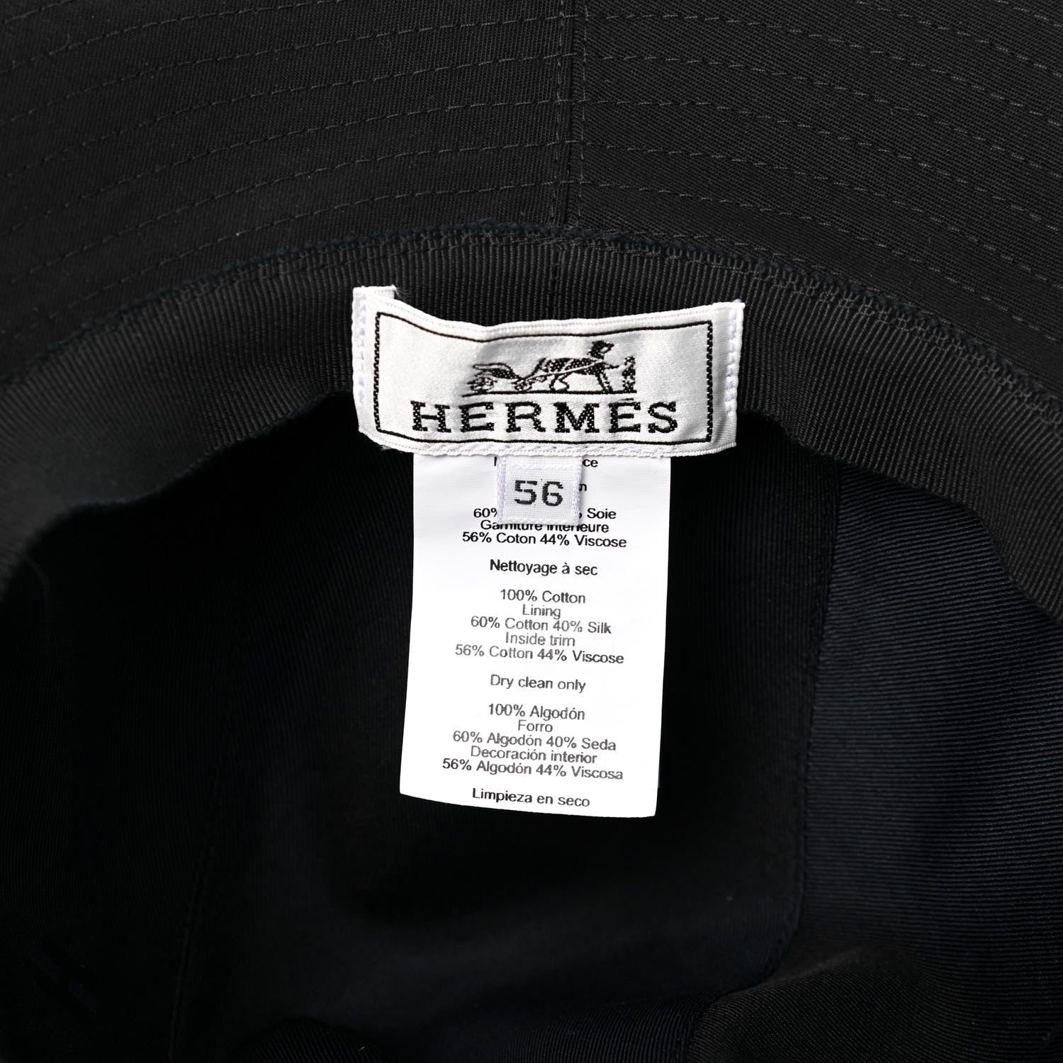 Hermes Linen Colette Hat 56 Black 3 of 4