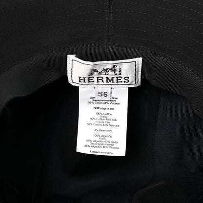Hermes Linen Colette Hat 56 Black 3 of 4