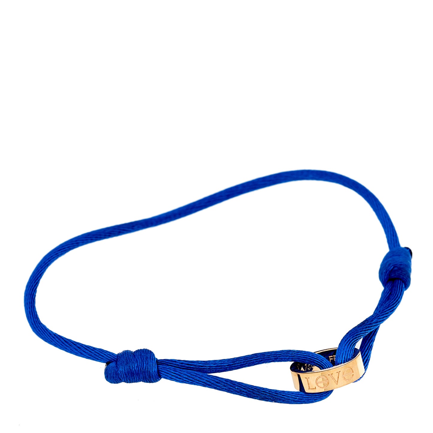 18K Pink Gold Charity LOVE Adjustable Cord Bracelet Blue