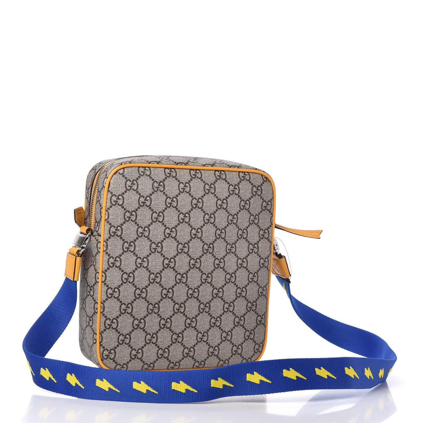 GG Supreme Monogram Kids Car Crossbody Bag Blue Yellow