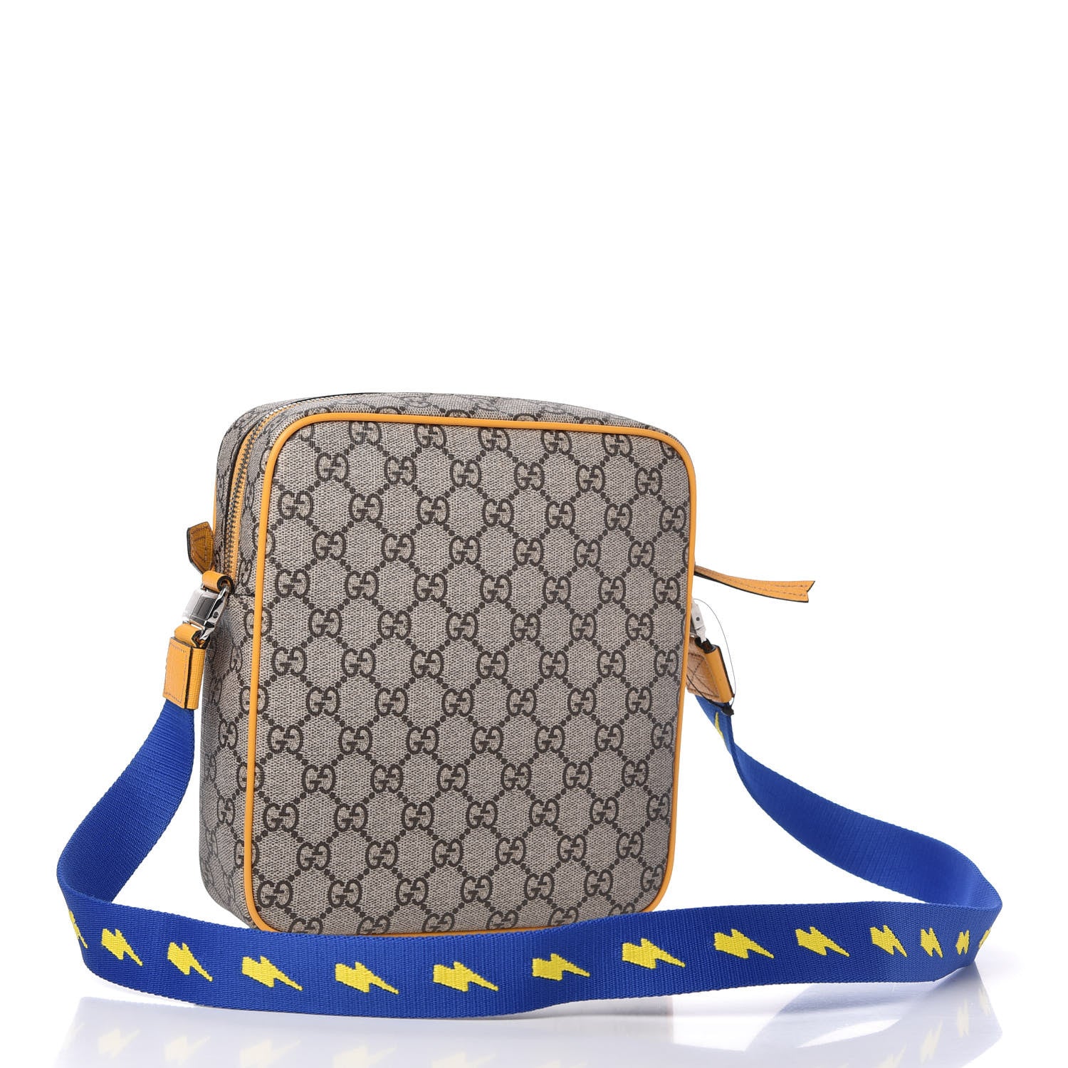 Gucci GG Supreme Monogram Kids Car Crossbody Bag Blue Yellow 3 of 10