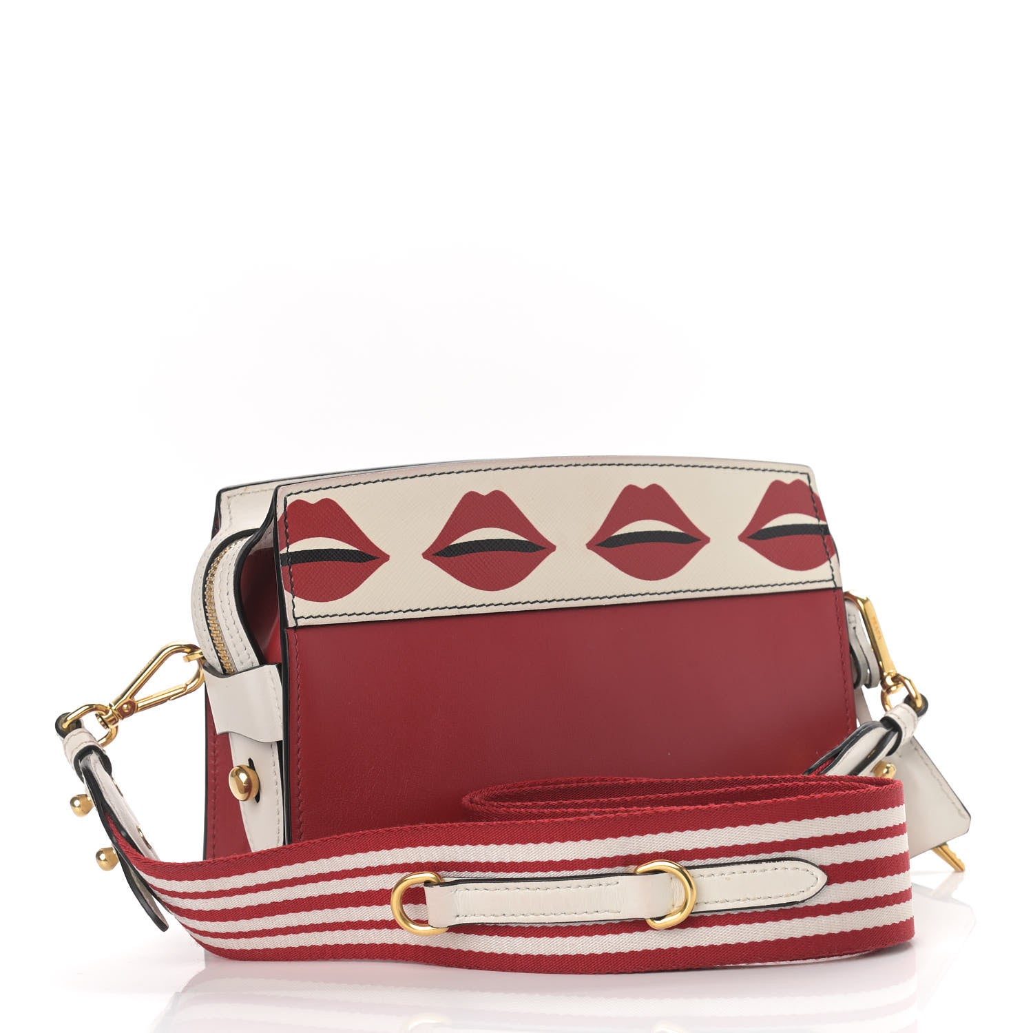 Prada City Calf Saffiano Esplanade Crossbody Bag Fuoco White 3 of 12