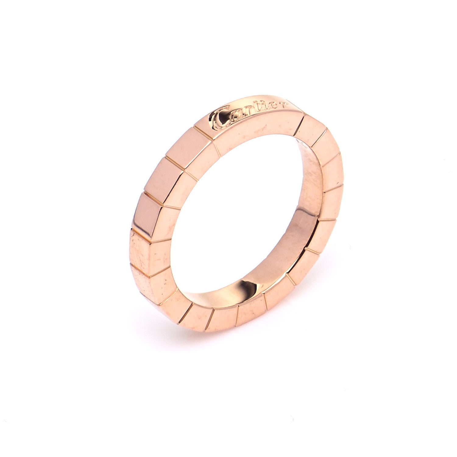 Cartier 18K Pink Gold 3mm Lanieres Ring 48 4.5 5 of 6