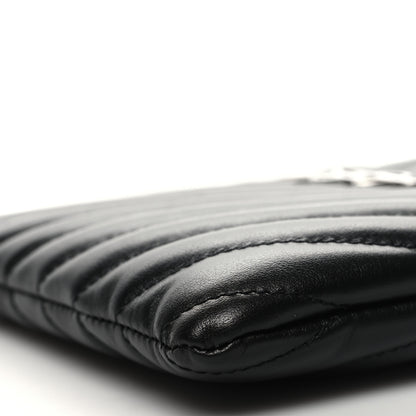Saint Laurent Calfskin Matelasse Chevron Monogram Pouch Black 9 of 11