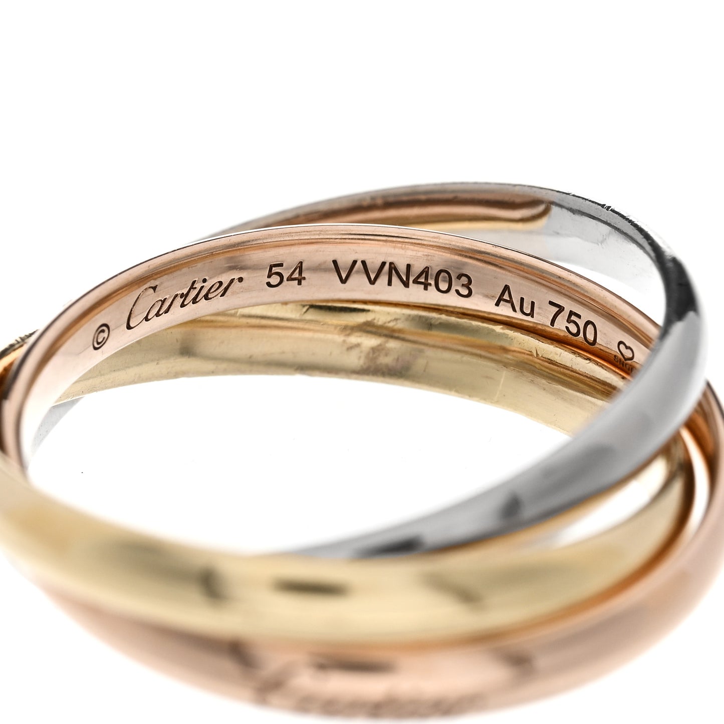 18K Pink Yellow White Gold Small Trinity Ring 54 7