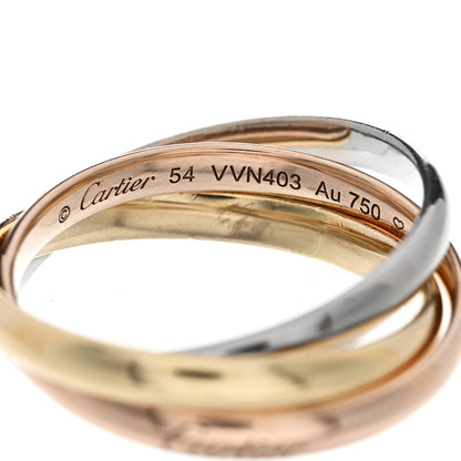 Cartier 18K Pink Yellow White Gold Small Trinity Ring 54 7 4 of 5