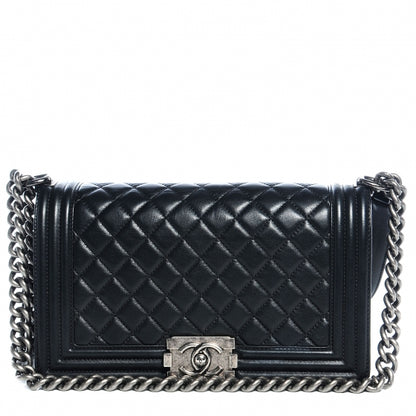 Chanel Metallic Calfskin Quilted Medium Boy Flap Black 1 of 19