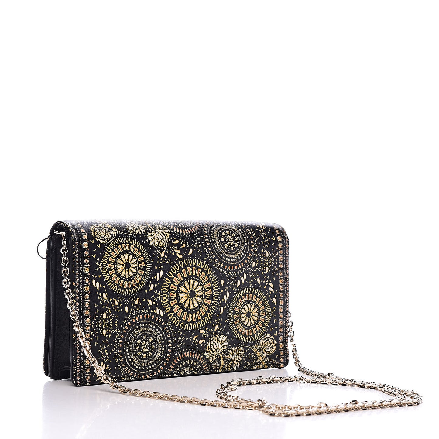 Printed Calfskin Animals Chain Pouch Brown Multicolor