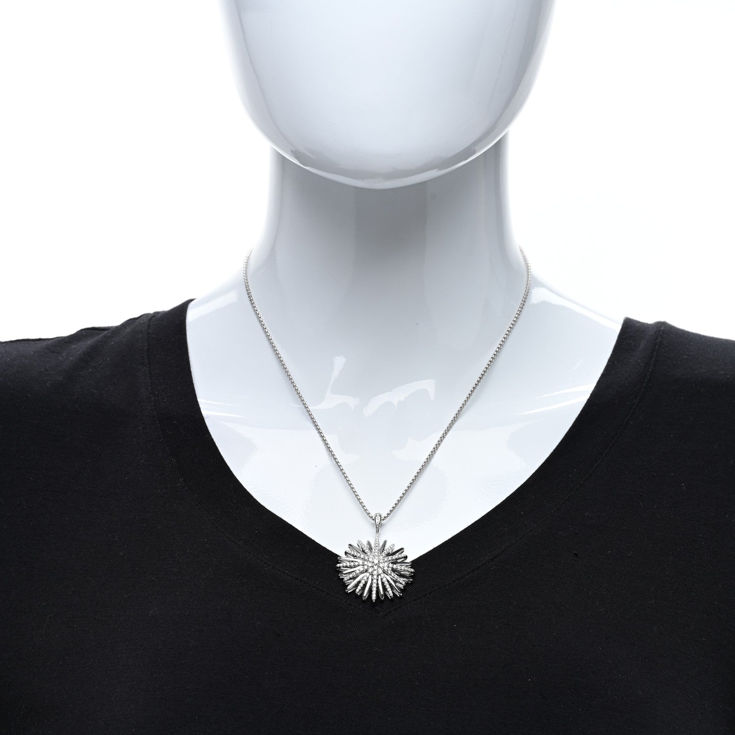 David Yurman Sterling Silver Diamond Large Starburst Pendant Necklace 3 of 4