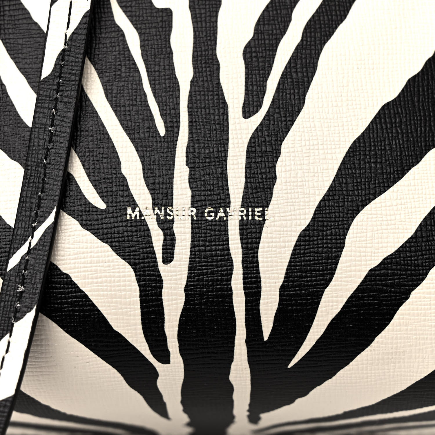 Mansur Gavriel Saffiano Zebra Print Mini Bucket Bag Black White 6 of 11