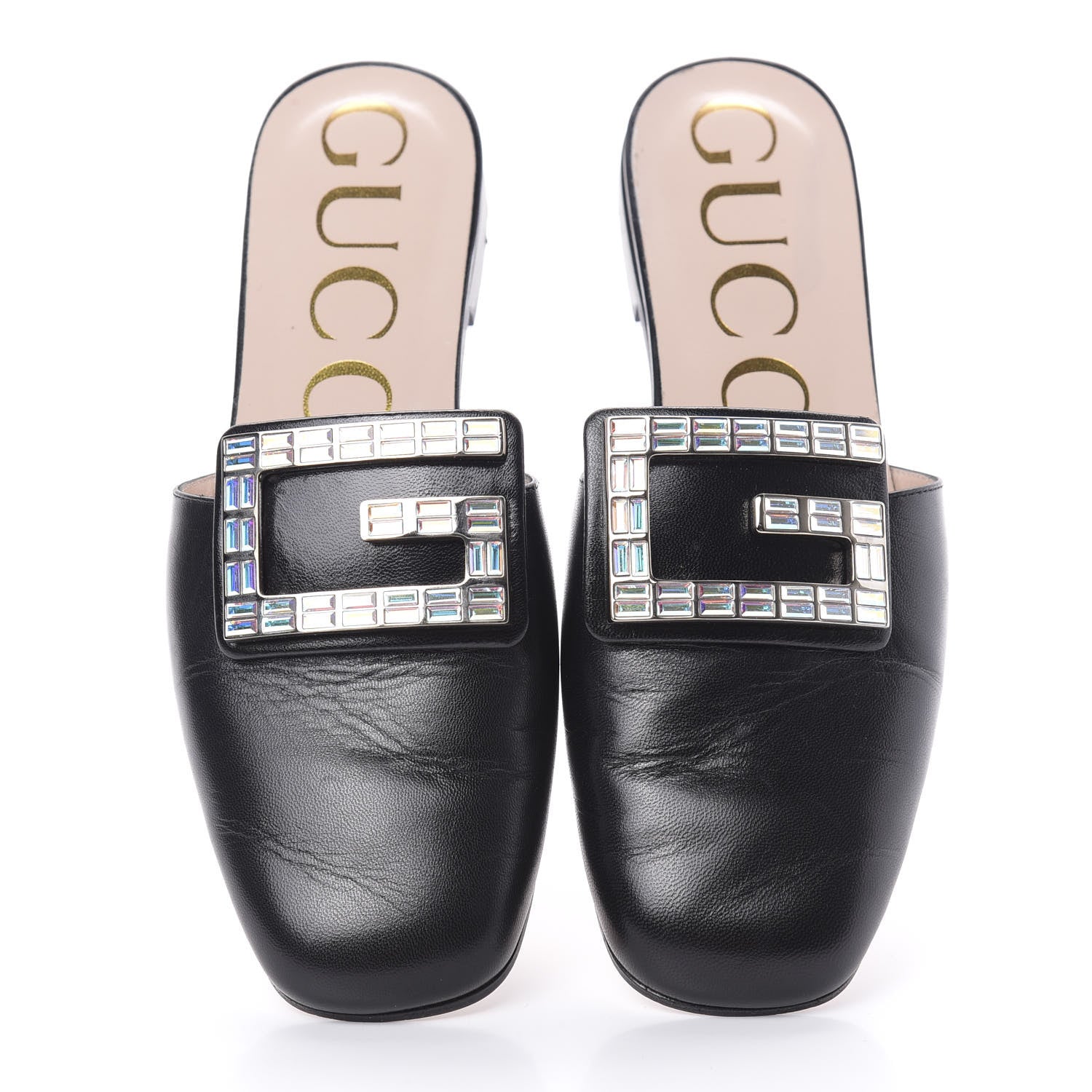 Gucci Malaga Kid Crystal Square G Madelyn Slippers 36 Black 7 of 15