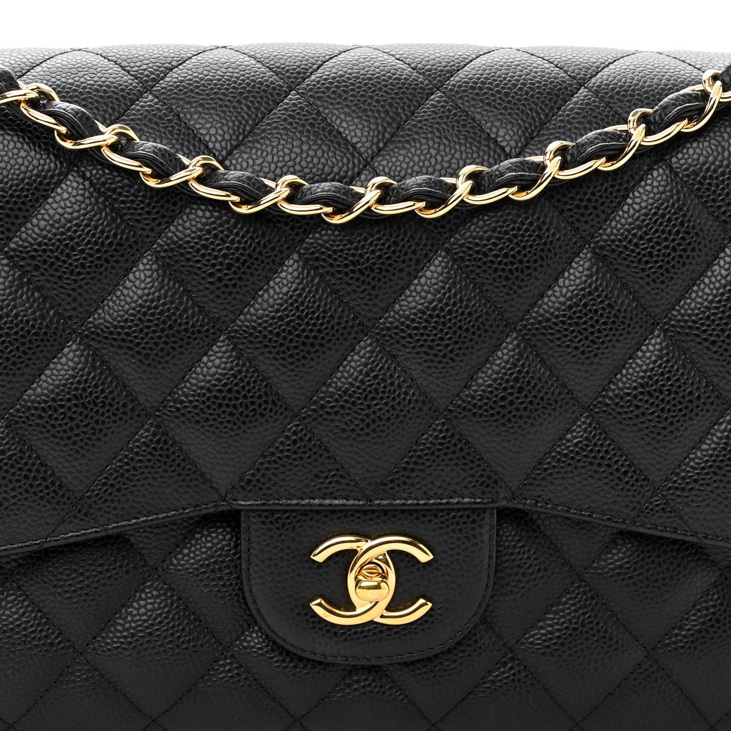 Caviar Quilted Jumbo Double Flap Black