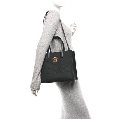 Versace Canvas Calfskin La Medusa Small Tote Tote Black 2 of 9