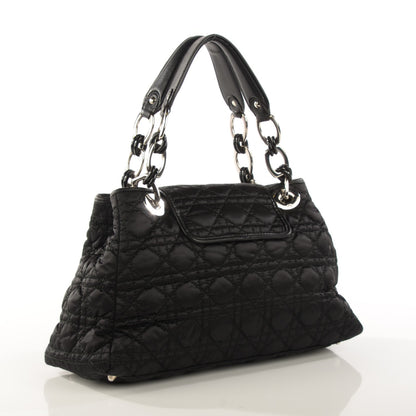 Christian Dior Satin Cannage Charming Lock Flap Shoulder Bag Black 3 of 7