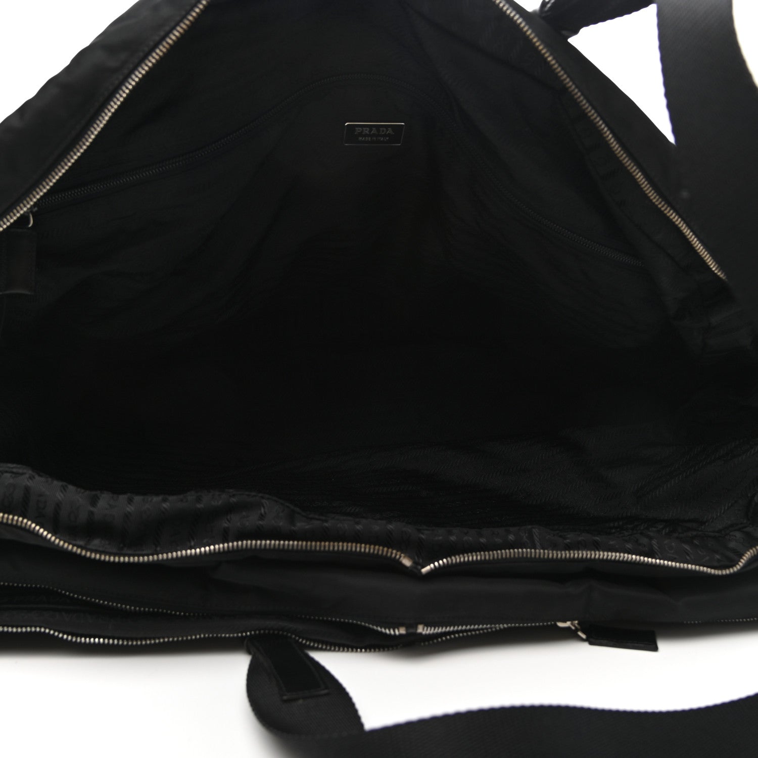 Prada Tessuto Nylon Calfskin Duffle Black 4 of 20