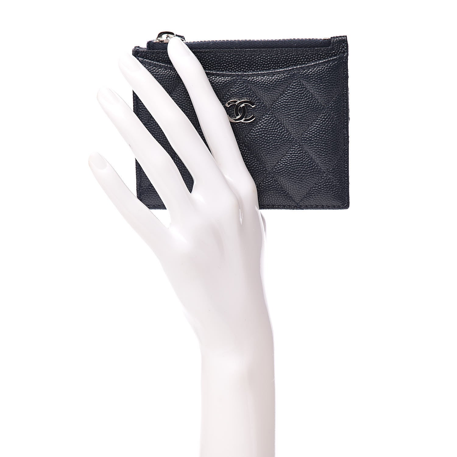 Chanel Caviar Quilted CC Zip Card Holder Navy 2 of 8