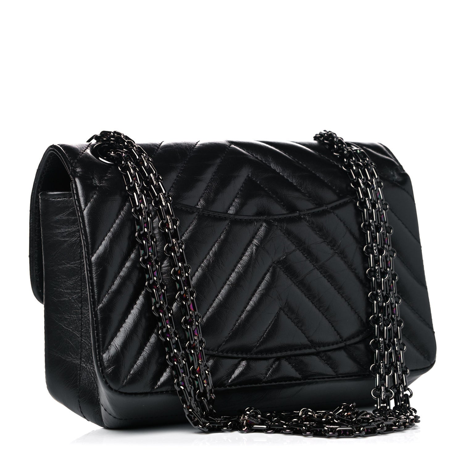 Chanel Aged Calfskin Chevron Quilted 2.55 Reissue Mini Flap So Black 3 of 11