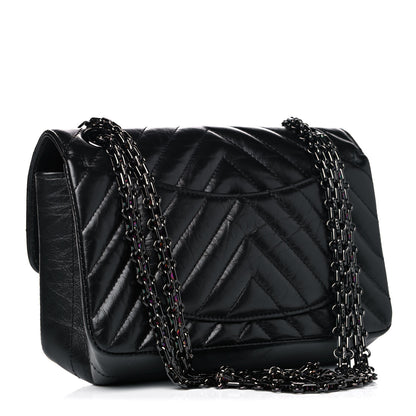 Chanel Aged Calfskin Chevron Quilted 2.55 Reissue Mini Flap So Black 3 of 11