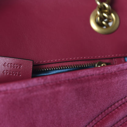 Gucci Velvet Matelasse Small GG Marmont Shoulder Bag Light Raspberry Rose 9 of 10