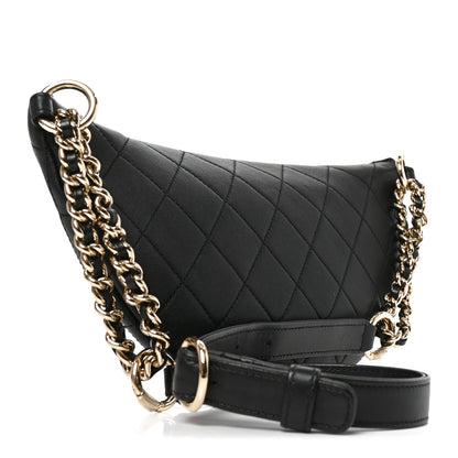 Chanel Lambskin Quilted Studded Waist Bag Fanny Pack Black 3 of 9