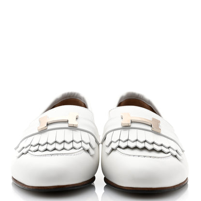 Hermes Calfskin Womens Royal Loafers 36 White 2 of 8