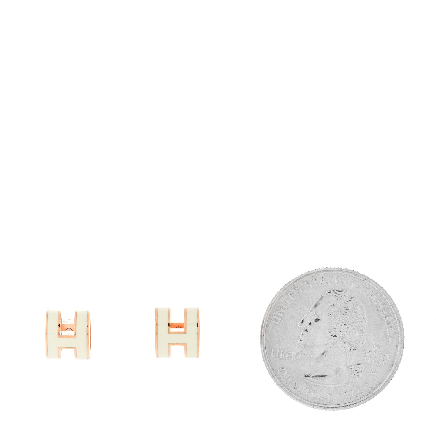 Hermes Rose Gold Lacquered Mini Pop H Earrings Vert Fizz 2 of 5