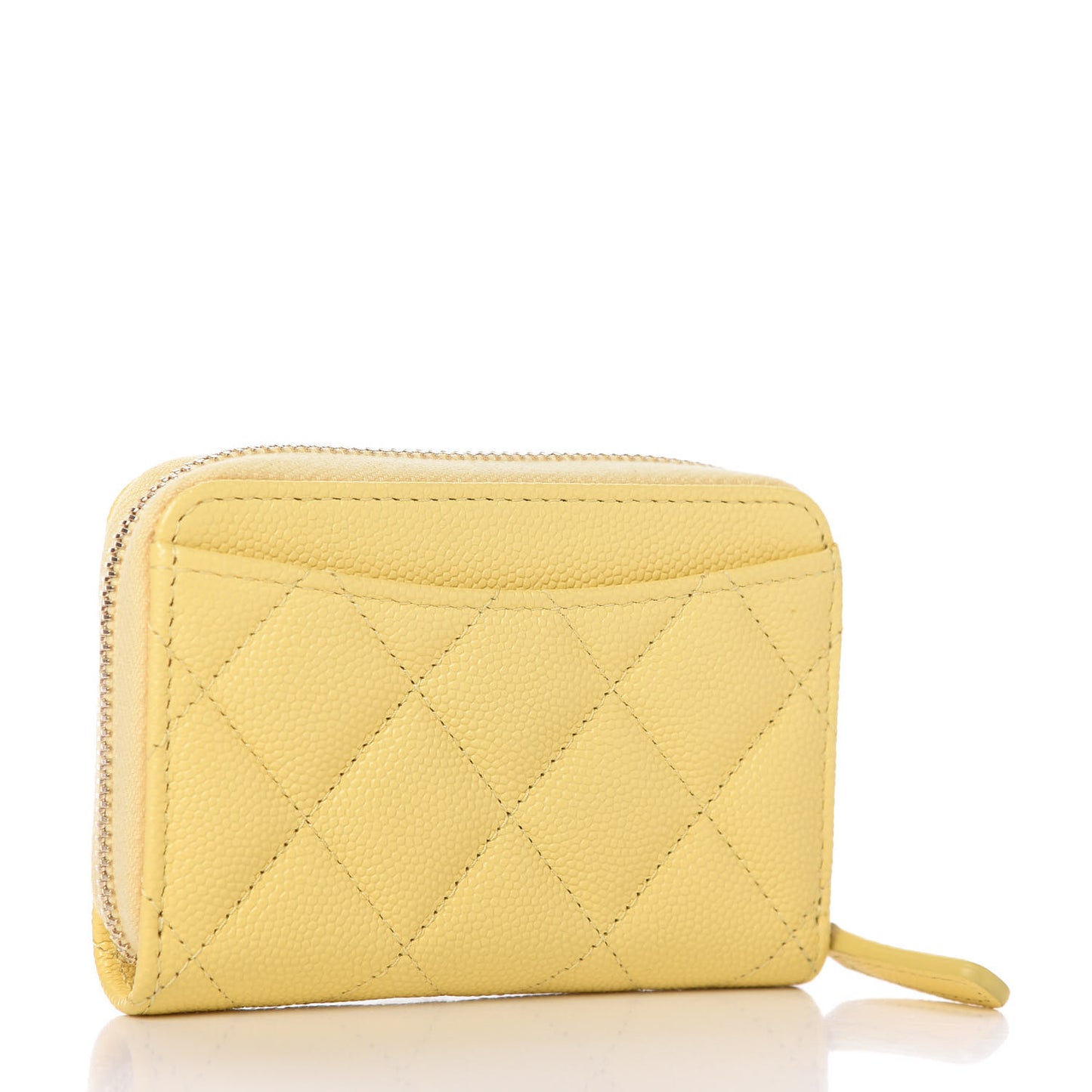 Caviar Quilted Zip Coin Purse Yellow