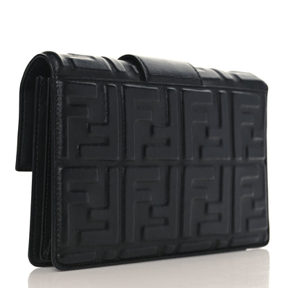 Fendi Nappa FF 1974 Embossed Baguette Clutch Black 3 of 10