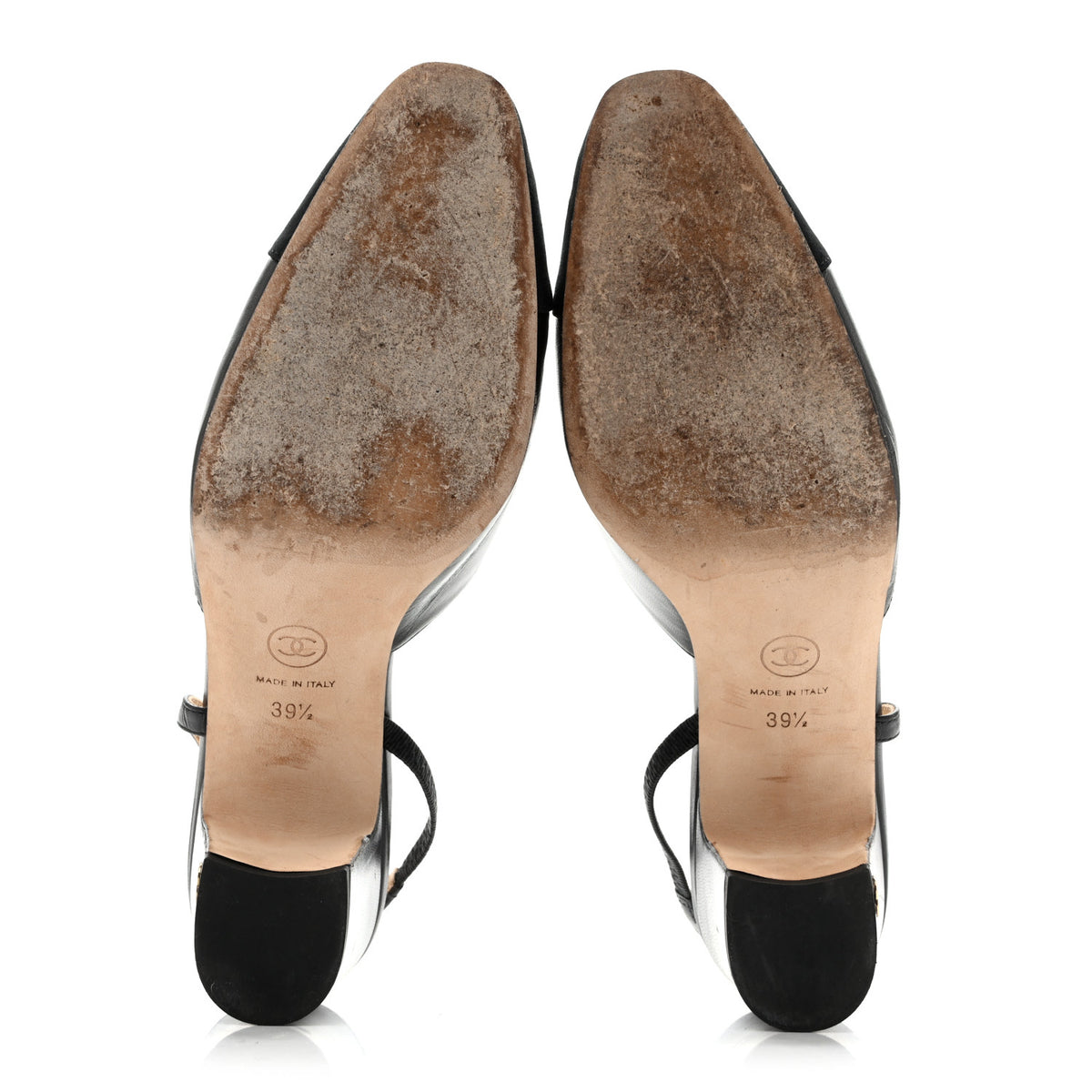 Goatskin Grosgrain Cap Toe CC Slingback Pumps 39.5 Black
