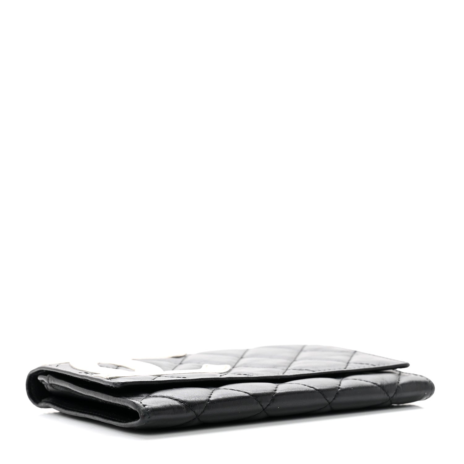 Chanel Calfskin Quilted Cambon Flap Wallet Black White 4 of 8